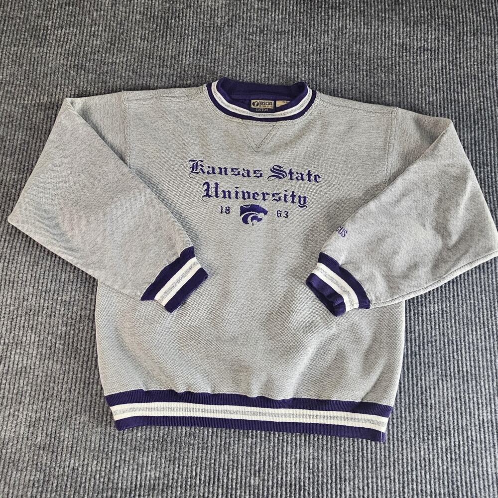Kansas State Wildcats Sweater Mens Medium Gray Purple NCAA‎ Basketball Cotton